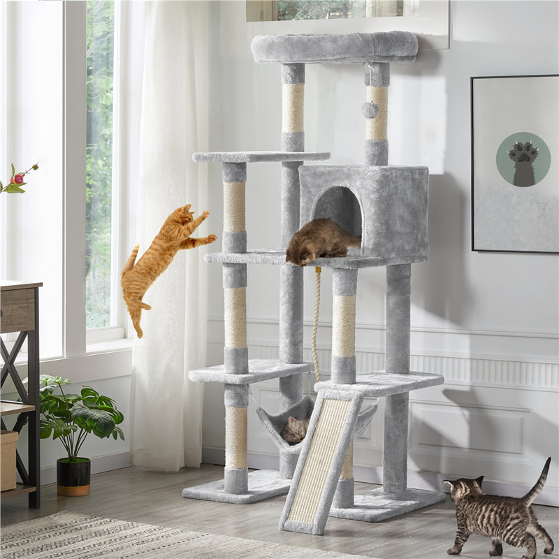 color Large Multi-Purpose Cat Tower, Light Grey