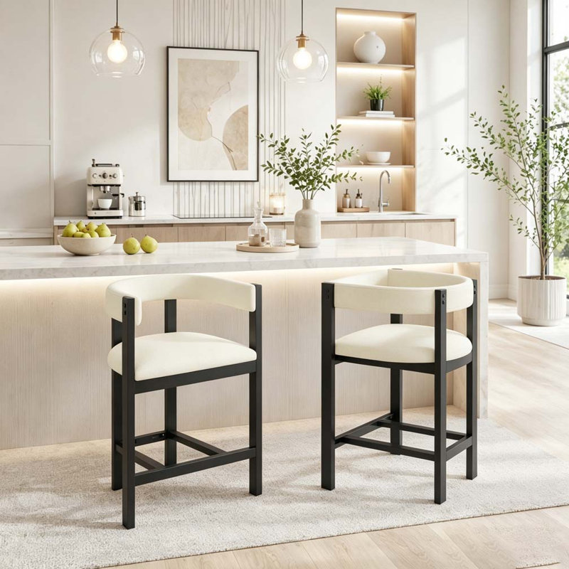 TABOURET DE COMPTOIR, Beige+Black