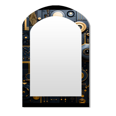 Pastel Shapes In Vintage Tones I' - Mid-Century Modern Wall Mirror In Asymmetrical Shapes