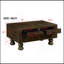 Table basse rectangulaire en bois massif exquis avec 4 tiroirs et pieds décoratifs à rivets, idéale pour divers espaces.-798642379