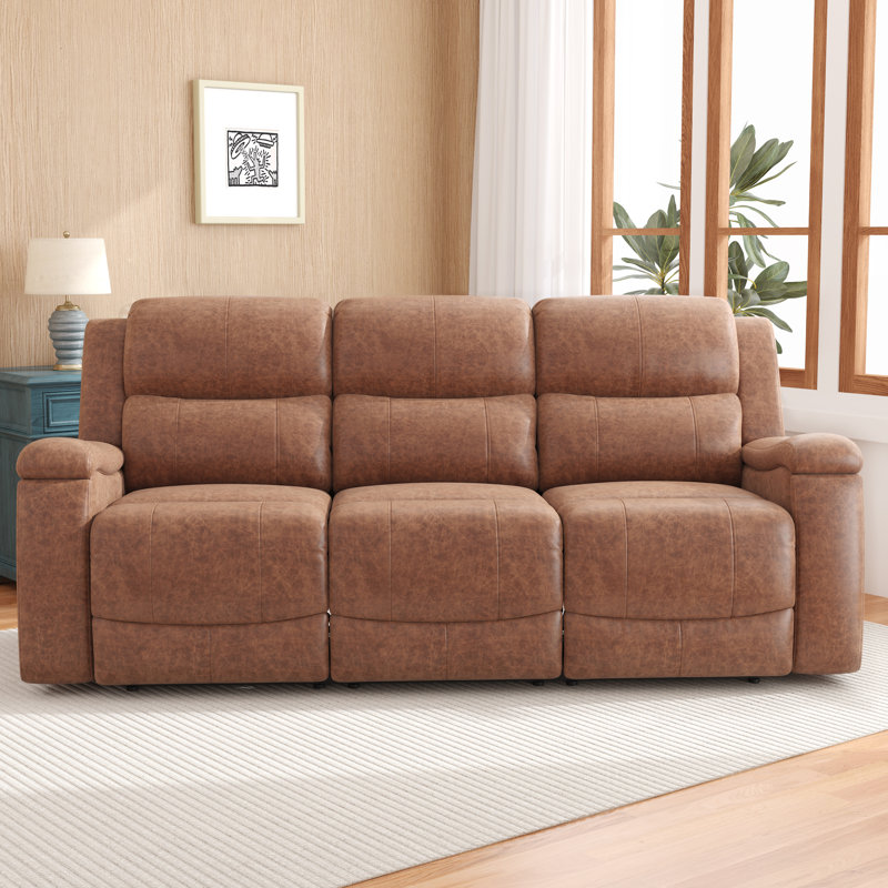Canapé inclinable électrique en cuir Menges, H 41 po x l 79 po x P 37 po, 3