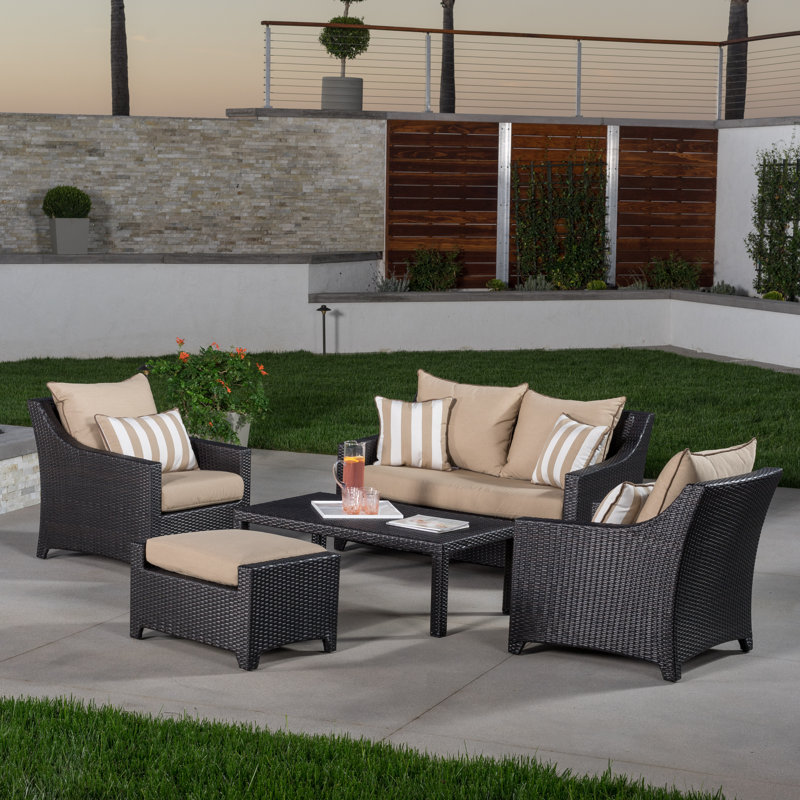 Deco Outdoor 5 - Piece Conversation Set, Canvas Heather Beige Sunbrella® Canvas
