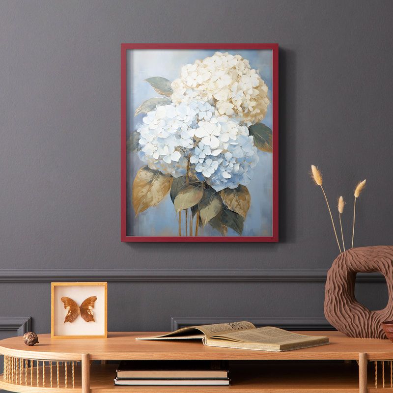 Série FLORAL Cxxiv - reproduction encadrée de qualité supérieure - prête à être accrochée - aucun clou requis, Rouge
