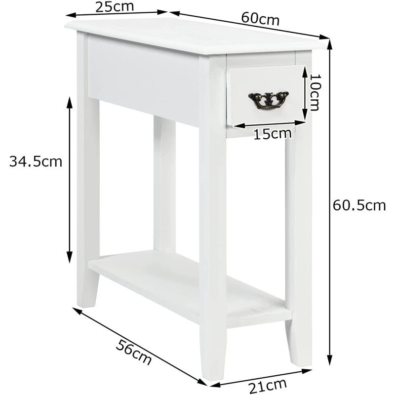 Avon Side Table with Storage, White