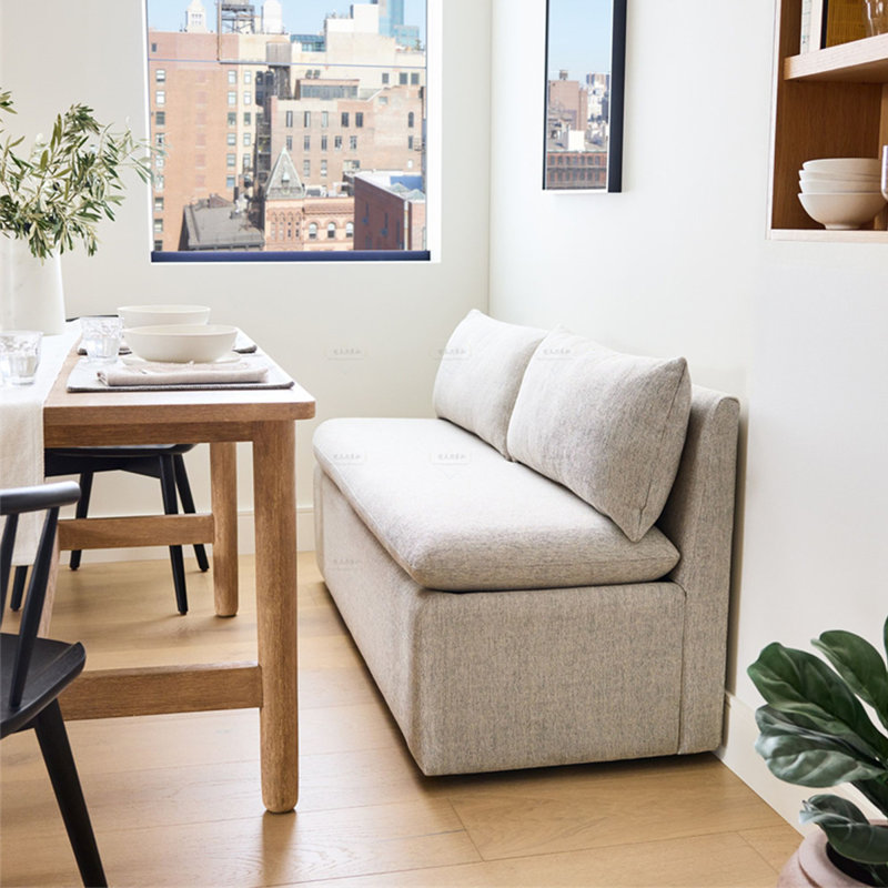 Banc de rangement rembourré beige avec rangement