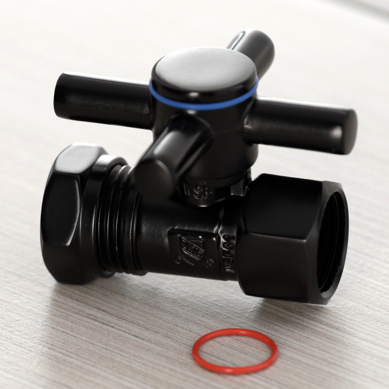 Kingston Brass Concord 1/2-Inch FIP x 1/2 or 7/16-Inch Slip Joint Quarter-Turn Straight Stop Valve, Matte Black