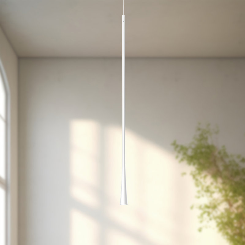 Taper 1 - Light LED Pendant, White, 151.75" H x 1.25" W x 1.25" D