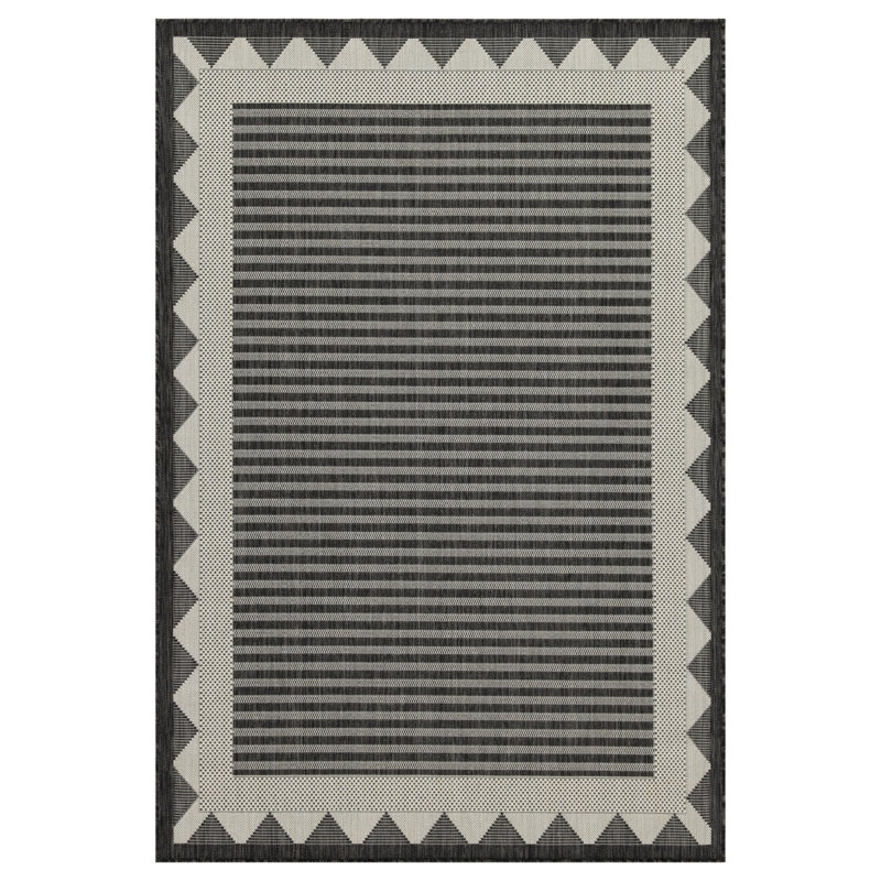 Durable Polypropylene Flatweave Indoor/outdoor Rug - Elegant Anthracite Design For Home & Patio