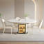 Sintered Stone Solid Wood Rubberwood White Dining Table-230000538