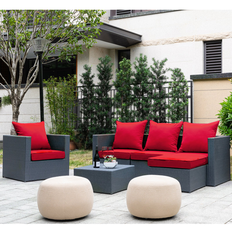Outdoor/Indoor Deep-Seat Cushion Set, Red