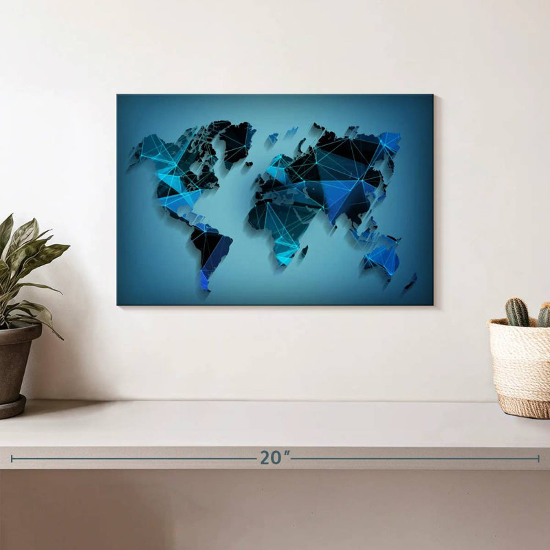 Aliaz Network Technology World Map, 8" H x 12" W