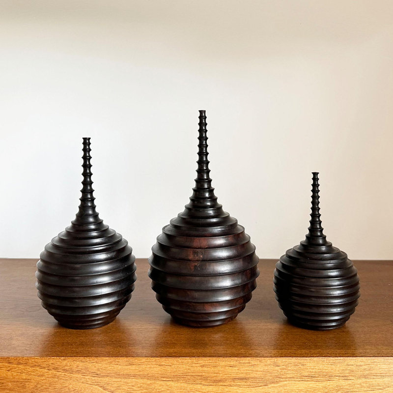 Ebony Wood Collection Wood Jar, 8"