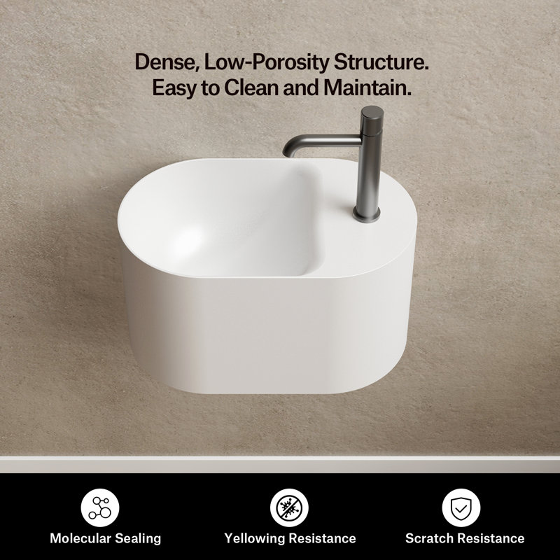 MonBlari 20" X 12" Solid Surface Wall Mounted Sink Matte White, Matte White