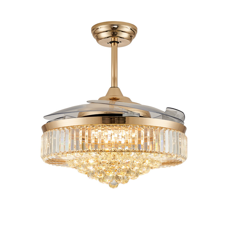 Ventilateur de plafond en cristal Houstyn, 36", Doré