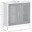 Armoire de meuble-lavabo sous le lavabo - gris et blanc, peu encombrante, tablette réglable, compacte