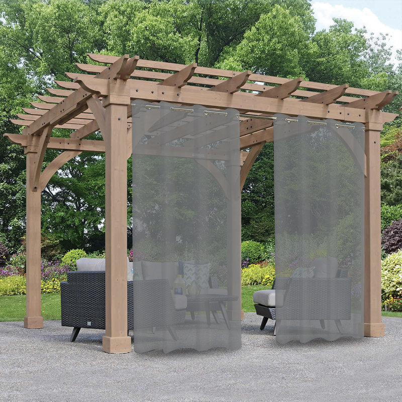 Panneau de rideau simple d'extérieur imperméable transparent avec œillets l 52 po x L 96 po Abba, L 52 po x L 96 po, Gris