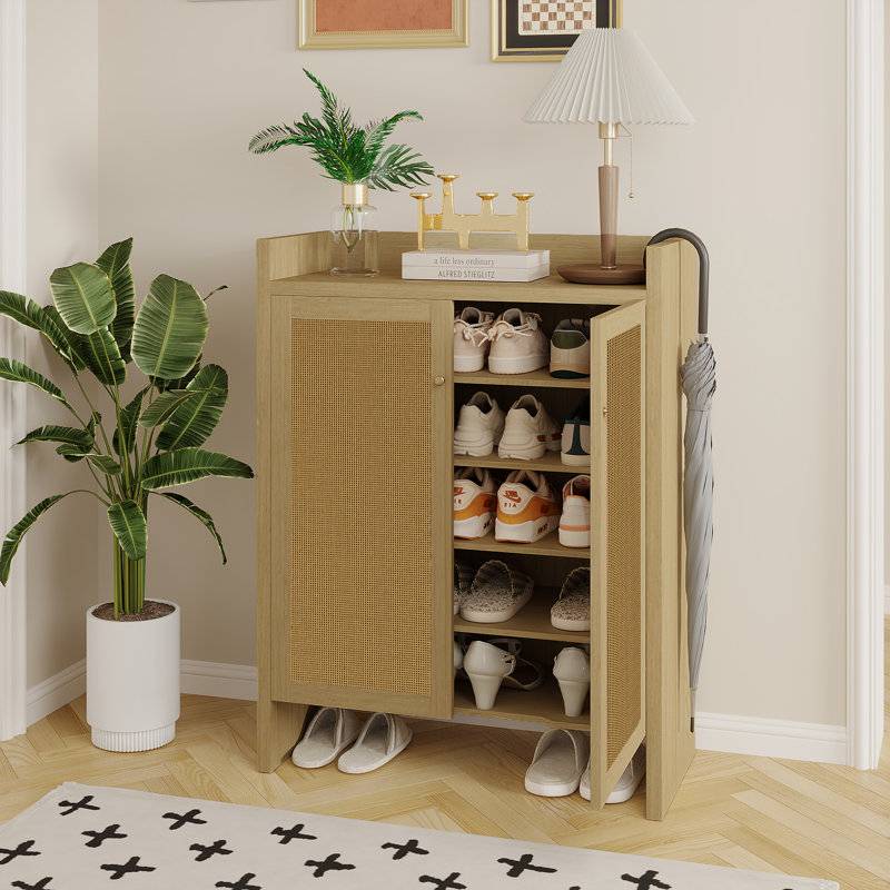 6-Tier Shoe Storage Cabinet with Adjustable Shelves, Natural