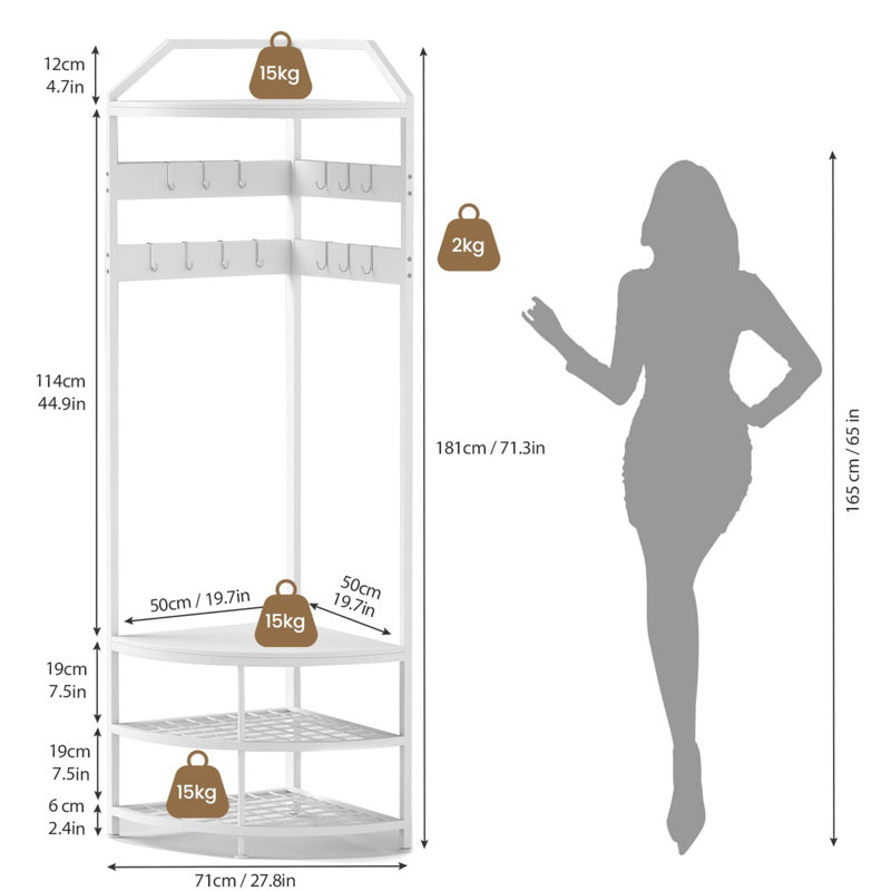 71 cm W Hall Tree