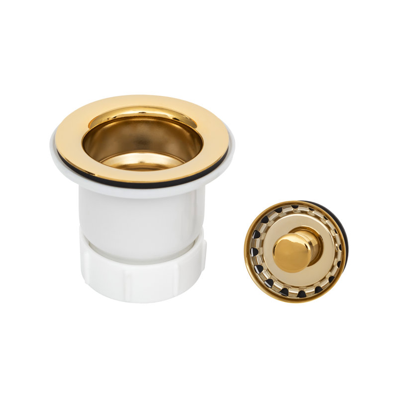 2" Bar Basket Strainer Drain, White/Gold