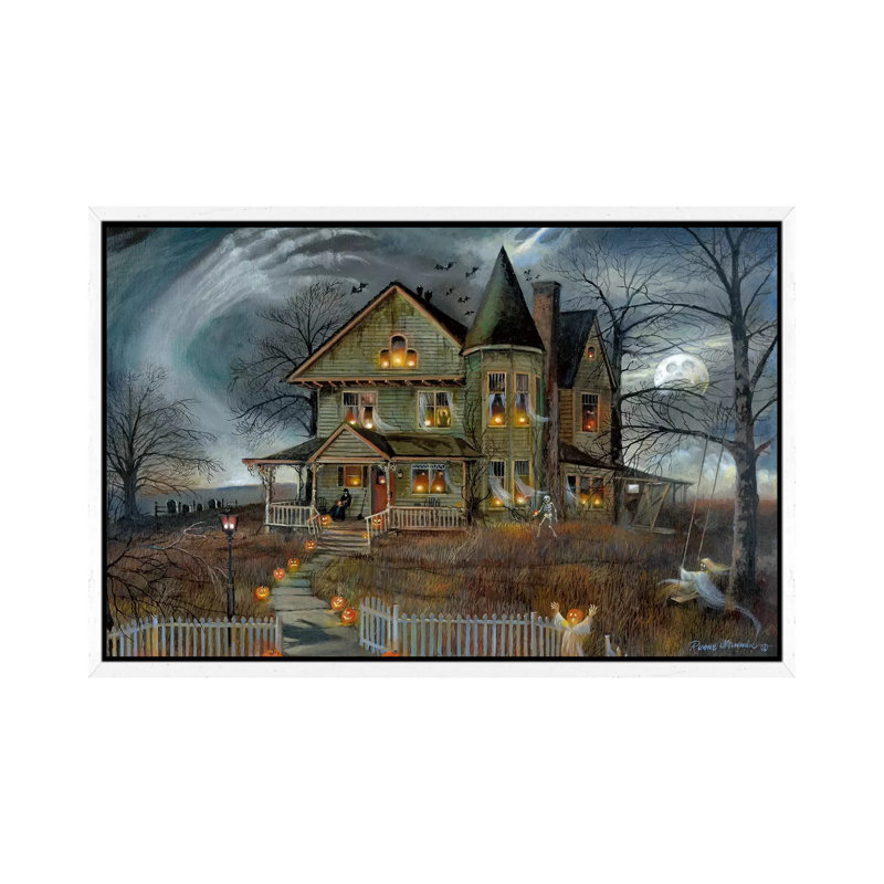 Haunted House by Ruane Manning - Print on Canvas, 66.04 cm H x 45.72 cm W, White Framed