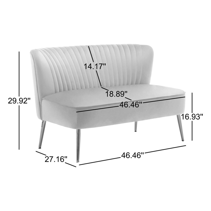 Causeuse en velours avec pieds dorés 46,46 po Stonecrest, Vert