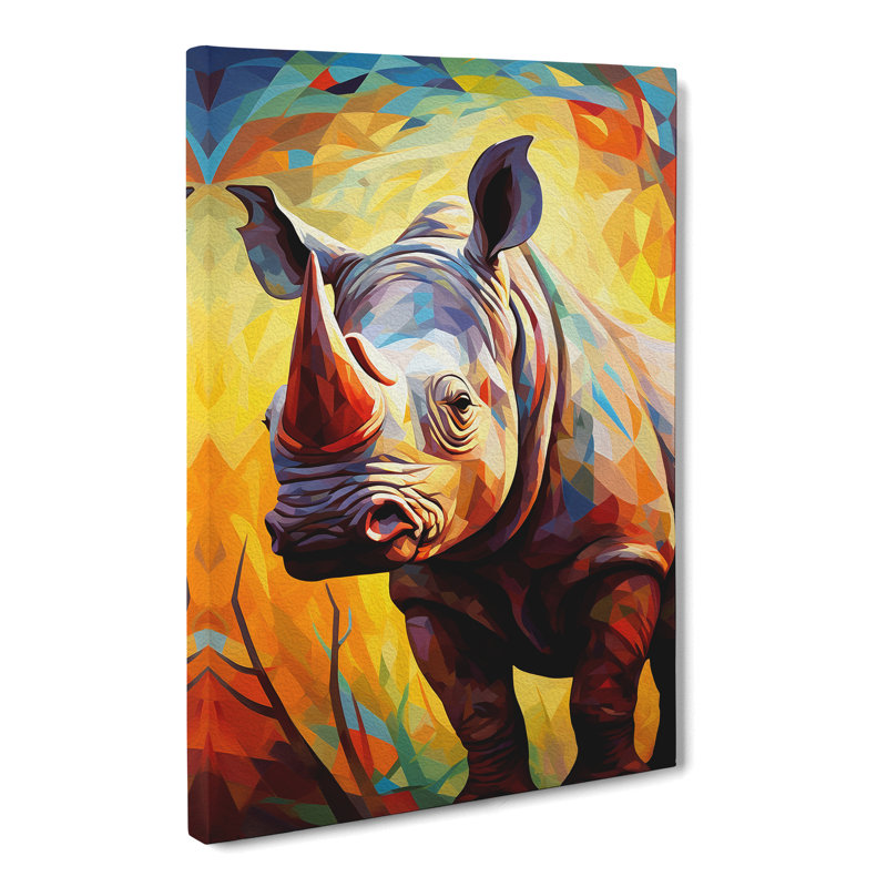 Rhino Cubism - No Frame Print, 76cm H x 50cm W x 3cm D