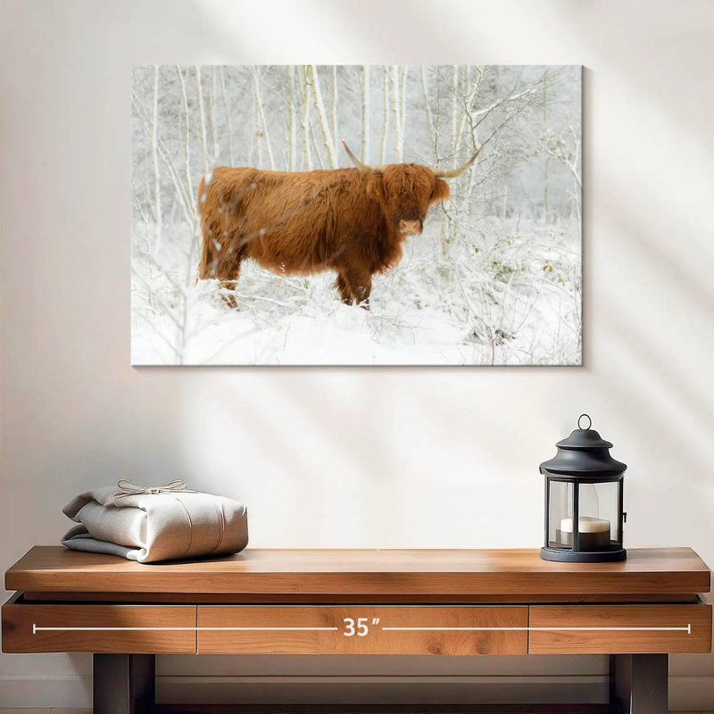 Hiver Highland Cow, H 16 po x l 24 po