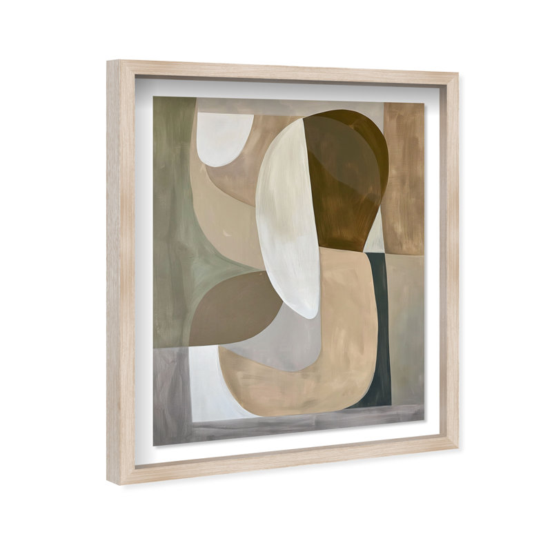 Breeze of Soft Shapes I Shadowbox Abstract Print by Oliver Gal, Black Frame, 16 x 20, 46.5"H x 37.5"W, Natural Oak Frame