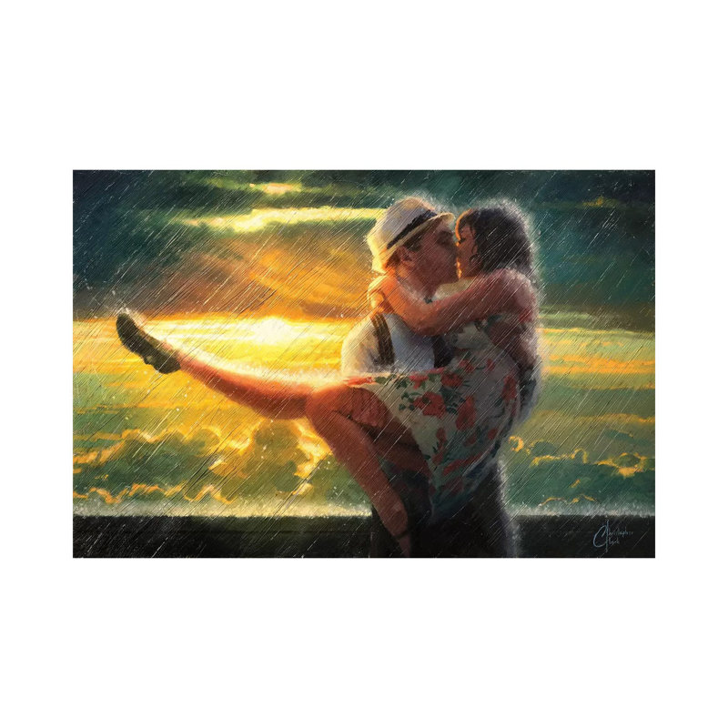 «Romance in the Rain» par Christopher Clark, reproduction d'art, Toile tendue, H 8 po x l 12 po x P 0,75 po