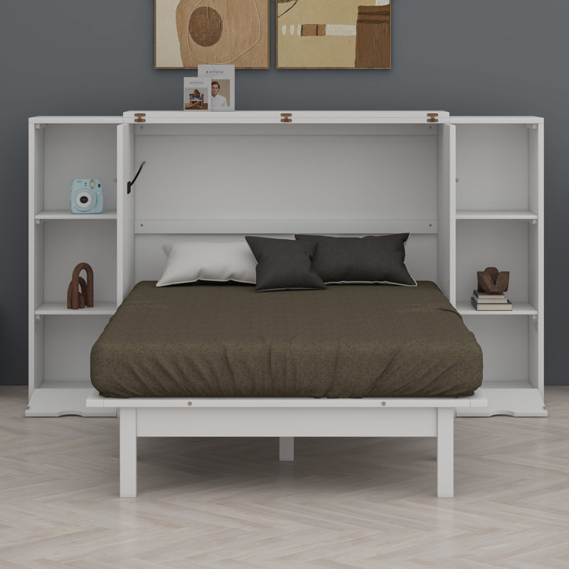 Lit escamotable avec tablettes Murphy, Blanc