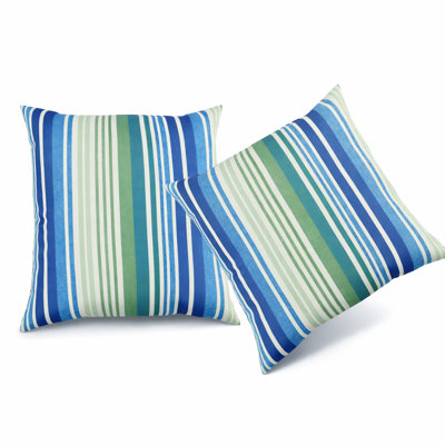 Outdoor Pillow 18" X 18" Set Of 2,Pillow Cover & Insert Throw Pillows For Garden, Porch, Poolside Furniture- Navy Blue Striped