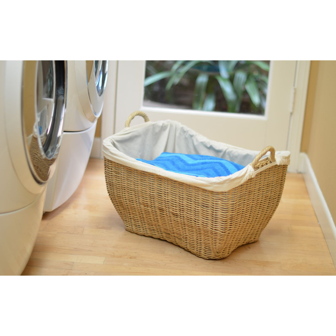 Gainey Wicker Laundry Basket with Handles Bay Isle Home™