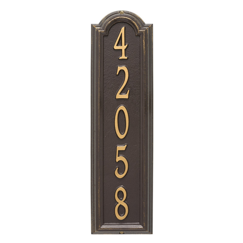 Manchester Personalized Vertical Wall Address Plaque, Bronze/Gold