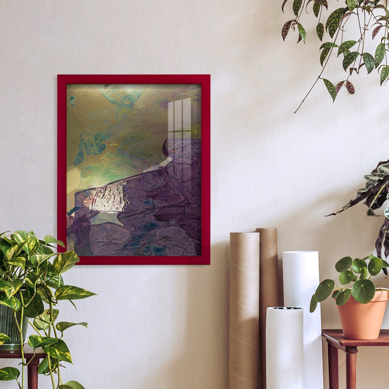 Paysage de Monet IV sur papier, Rouge, H 15 po x l 12 po x P 1 po