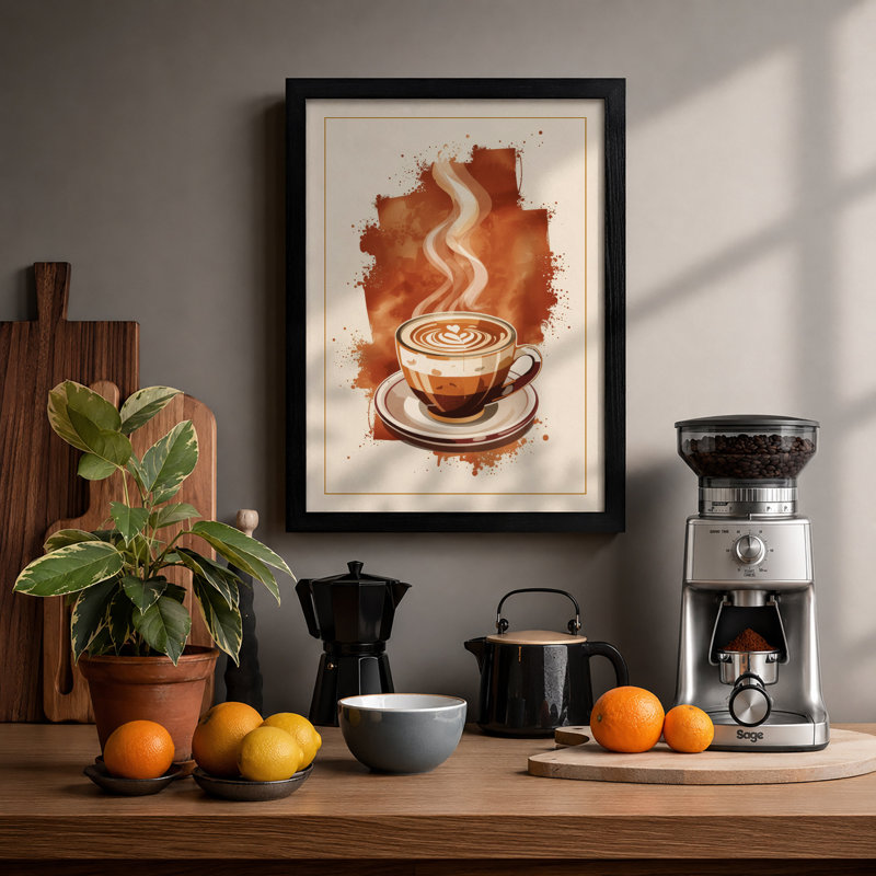 Steaming Cup Of Comfort Modern - Print, A2 - 59.4 x 42.0 cm, Black
