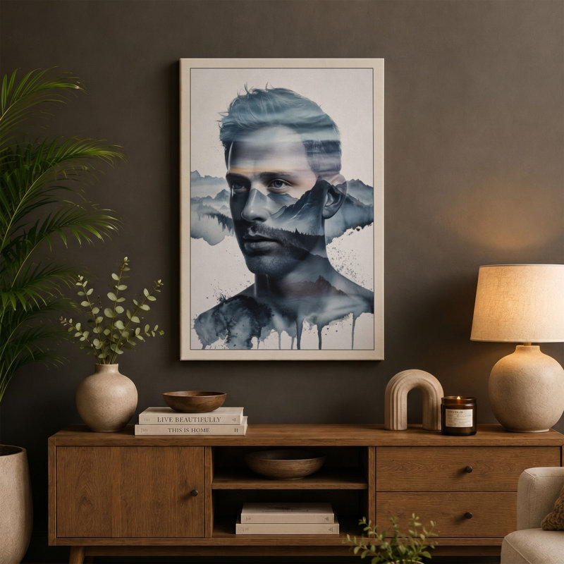 Mountain Mind Modern - Wrapped Canvas, 30x20 - 76.2 x 50.8 cm, Cream Border