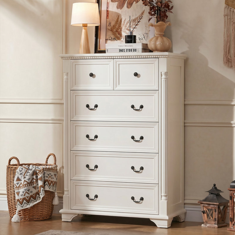 31.5'' W Farmhouse 6 - Drawer Dresser, White