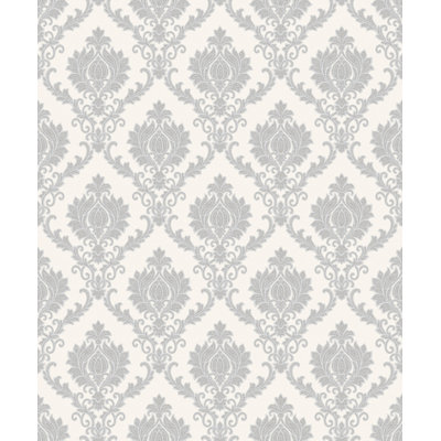 Italian Damask Design Embossed Satin 10m x 53cm Wallpaper Roll