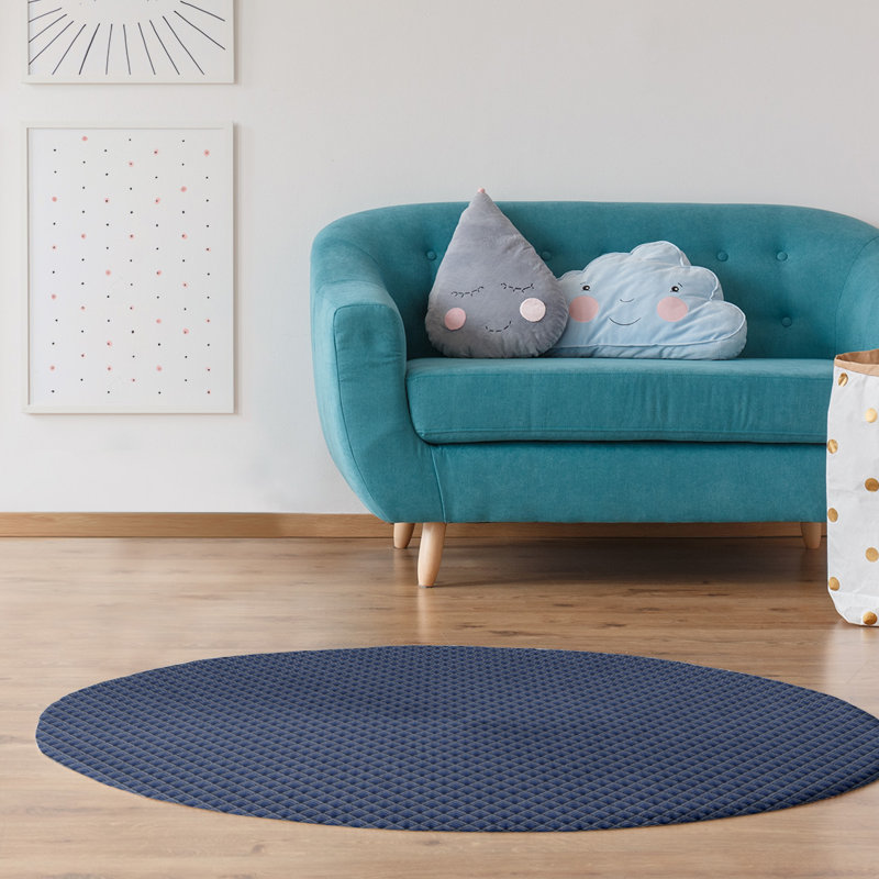 Tapis dégradé à motif géométrique rétro, Rond 5 pi