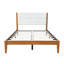 Structure de lit plateforme Mid-Century moderne avec tête de lit tapissier, support de lattes en bois massif, aucun sommier requis, assemblage facile, pleine grandeur, brun-129932400-129932402