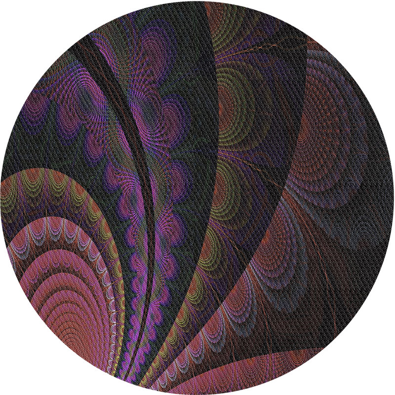 Tapis noir/orange tissé à la machine, Rond 5 pi