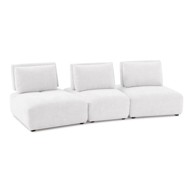 Aukeem 3 - Piece Upholstered Sectional, White Polyester