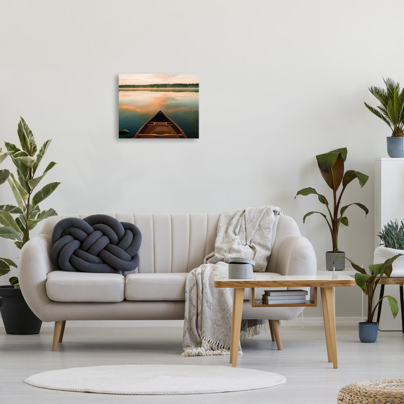 Canoe on Lake Warm Sunrise, art mural sur toile par Danita Delimont, H 16 po x l 20 po