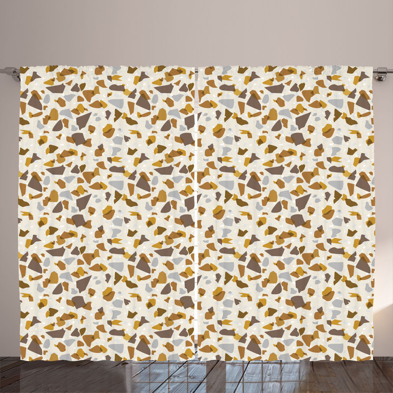 Bois flotté Decor Print & texte tige semi Sheer poche Rideau panneaux graphiques, 54" lx 96" l