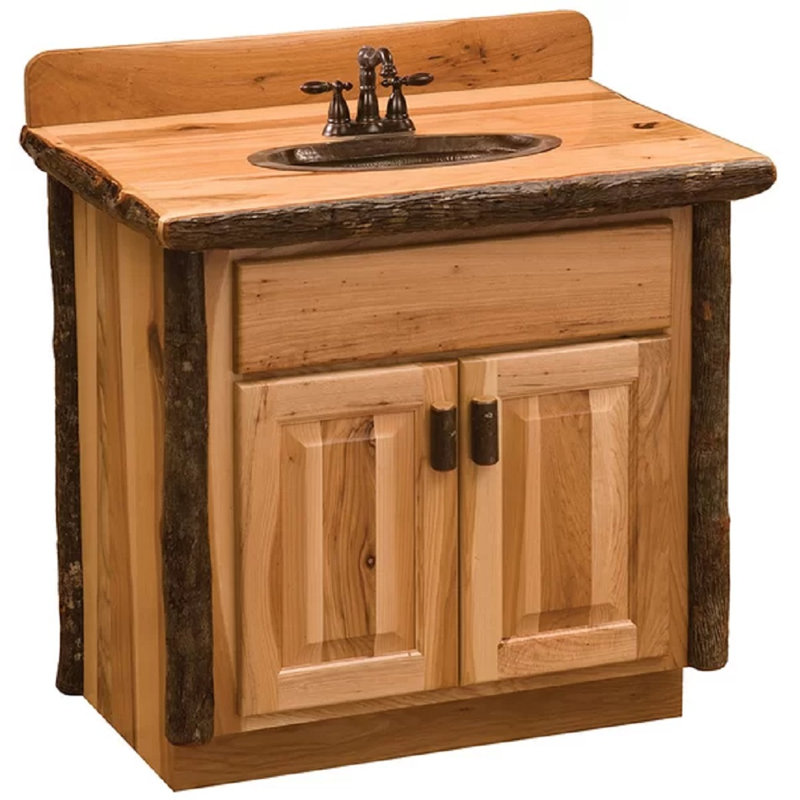 Meuble-lavabo Fireside Lodge Hickory - 30 po - sans comptoir - Naturel - Centre d'évier