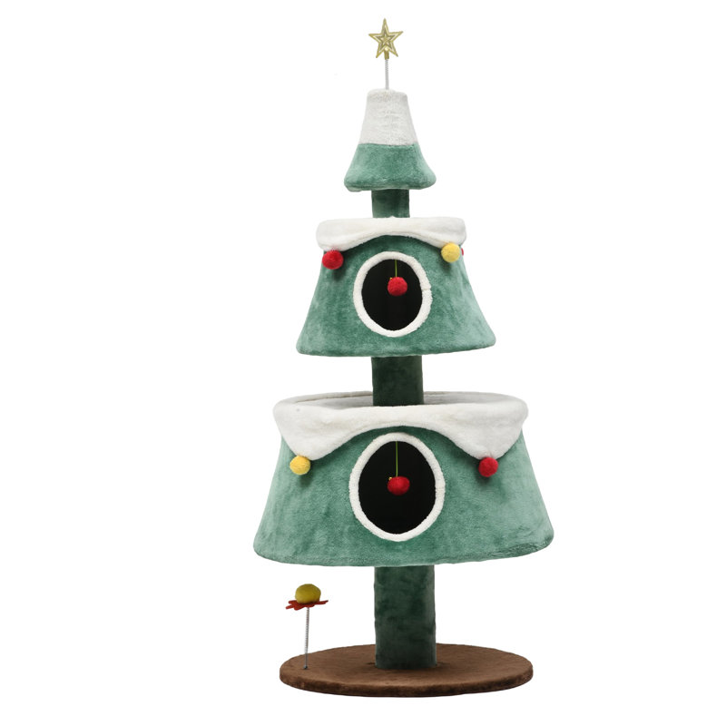 Tour pour chat festive avec maisons semi-fermées