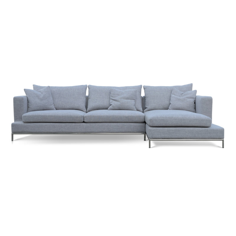 Simena 122" Wide Sectional, Right Hand Facing, Gray Tweed