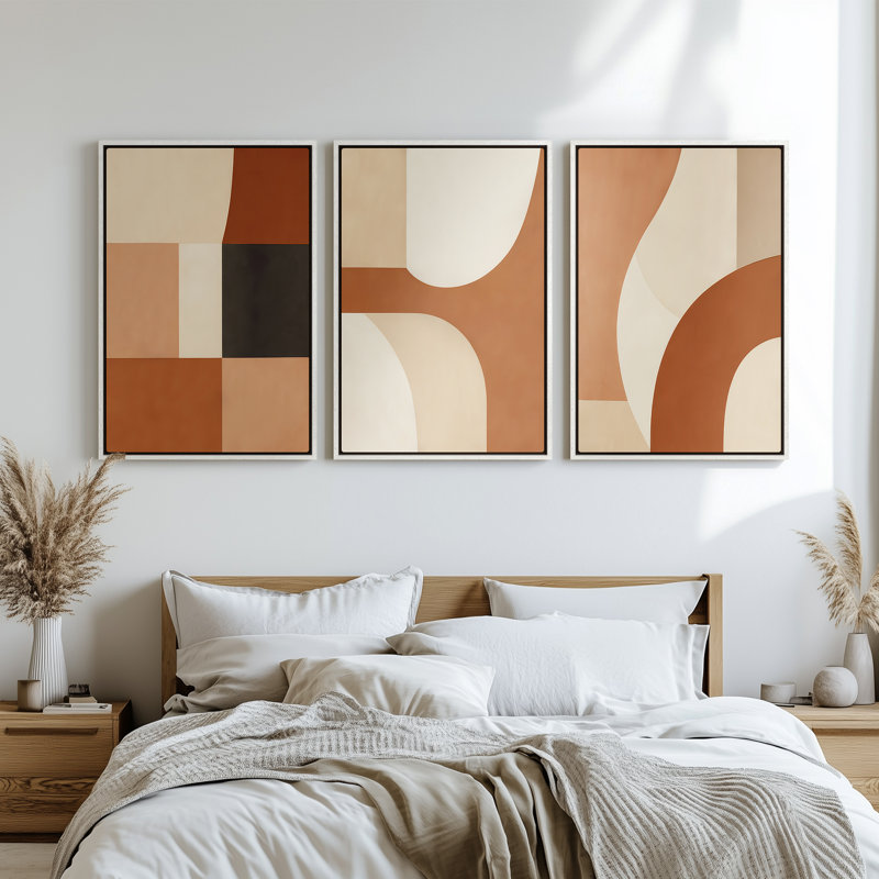 Art mural encadré sur toile, rétro muraux abstraits pour chambre à coucher, H 24 po x l 16 po, Blanc