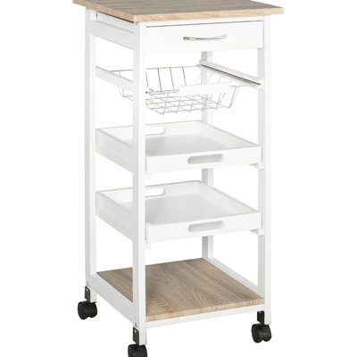 White Rolling Kitchen Cart - With For Utensils And Dishes Wheels Storage Cosmetics Fruits
