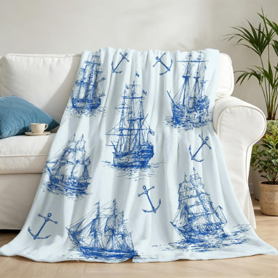 Jeté en flanelle bleu marine marine